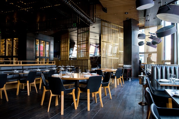 Elegant restaurant interior with warm lighting