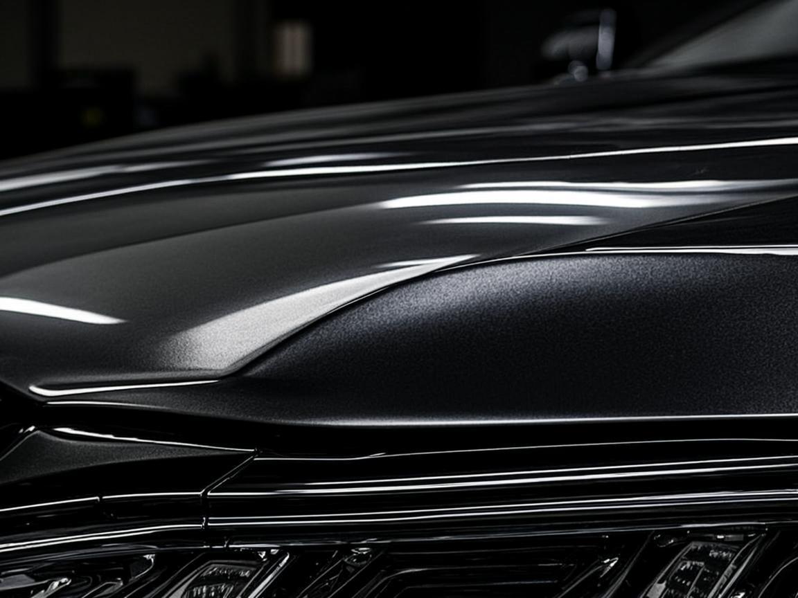 Paint surface after multi-stage machine polishing, photographed under inspection light