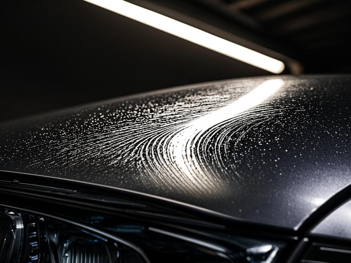 Paint surface with swirl marks and oxidation before correction