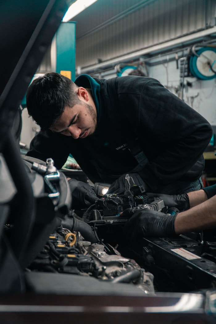 A Vector technician performing engine diagnostics