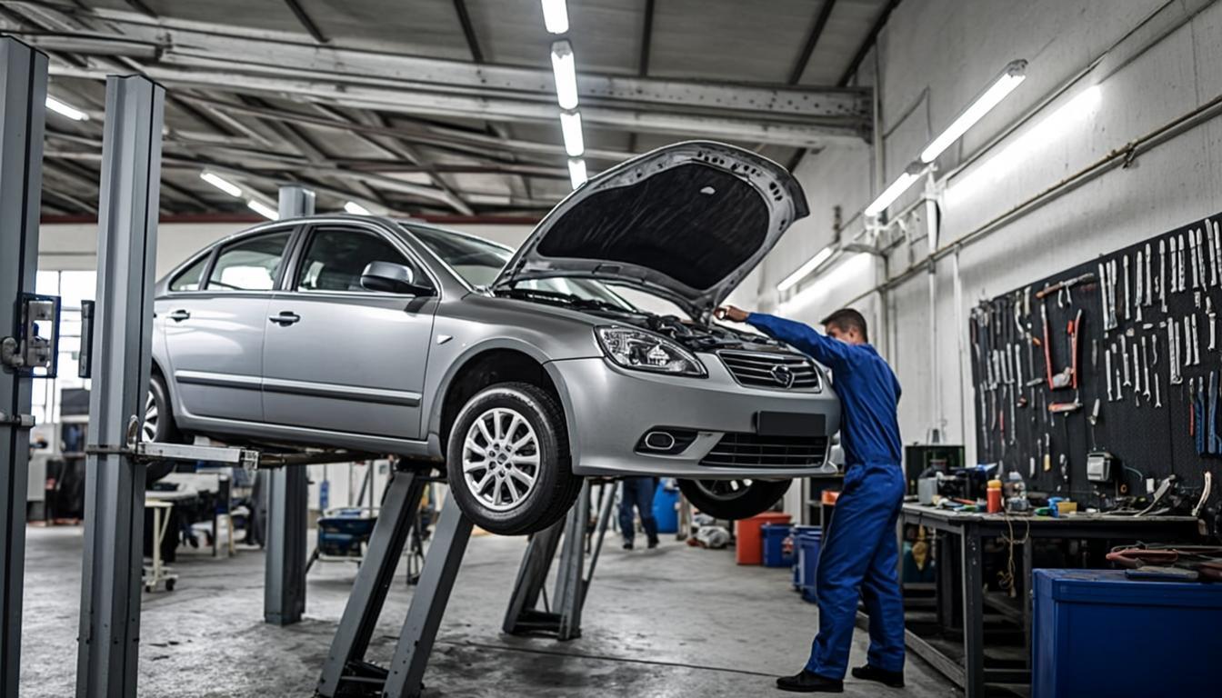 Apex Auto Service — professional workshop interior with service bays