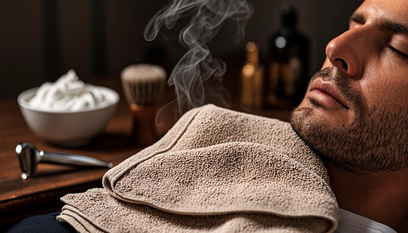 Hot towel shave result with fresh smooth finish