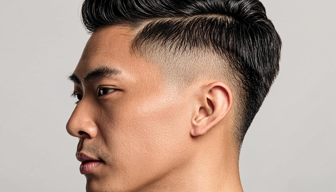 Flawless low skin fade with crisp edge work, side profile