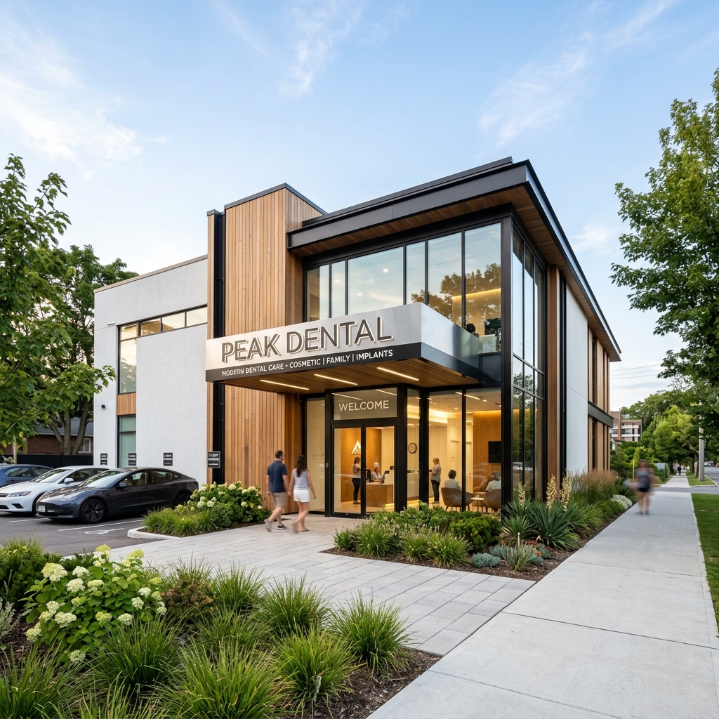 Modern dental clinic exterior