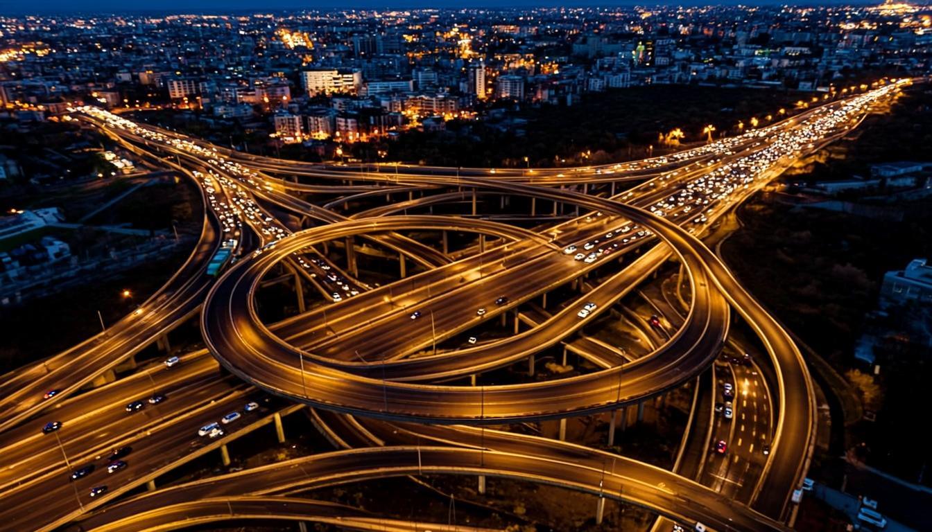 Highway interchange aerial view
