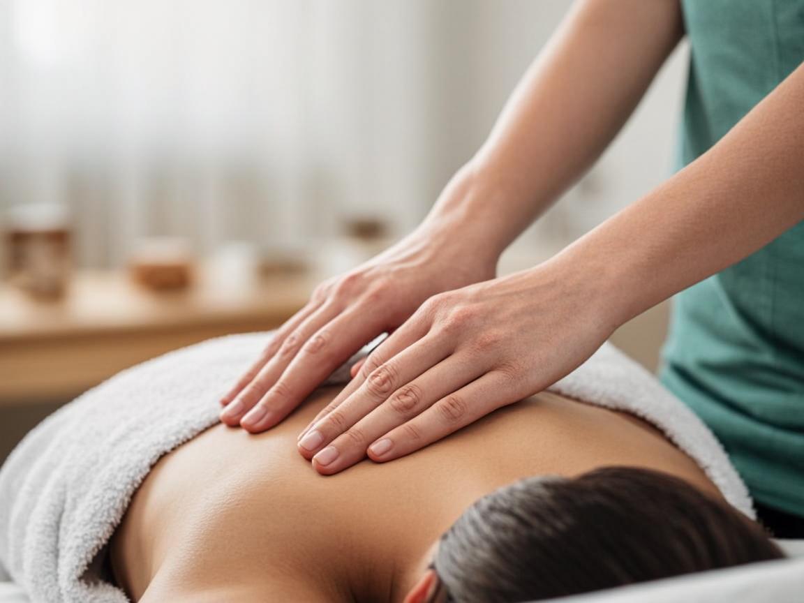 Close-up of manual therapy treatment — hands-on physiotherapy care