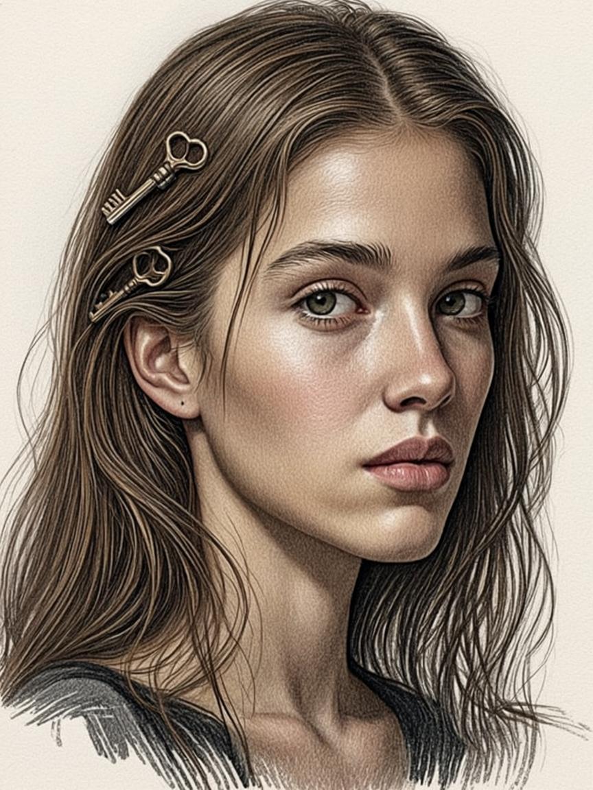 Evocative charcoal portrait study
