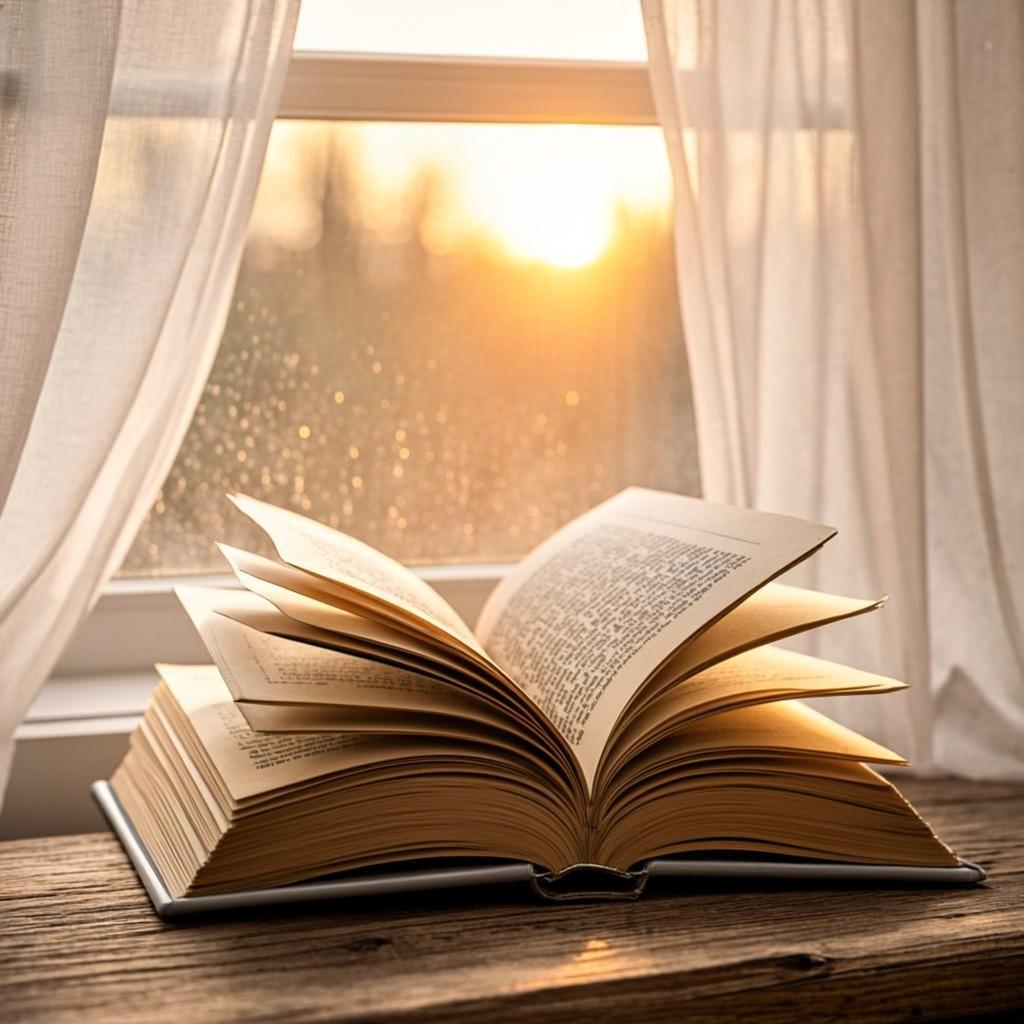 A page turning by the window