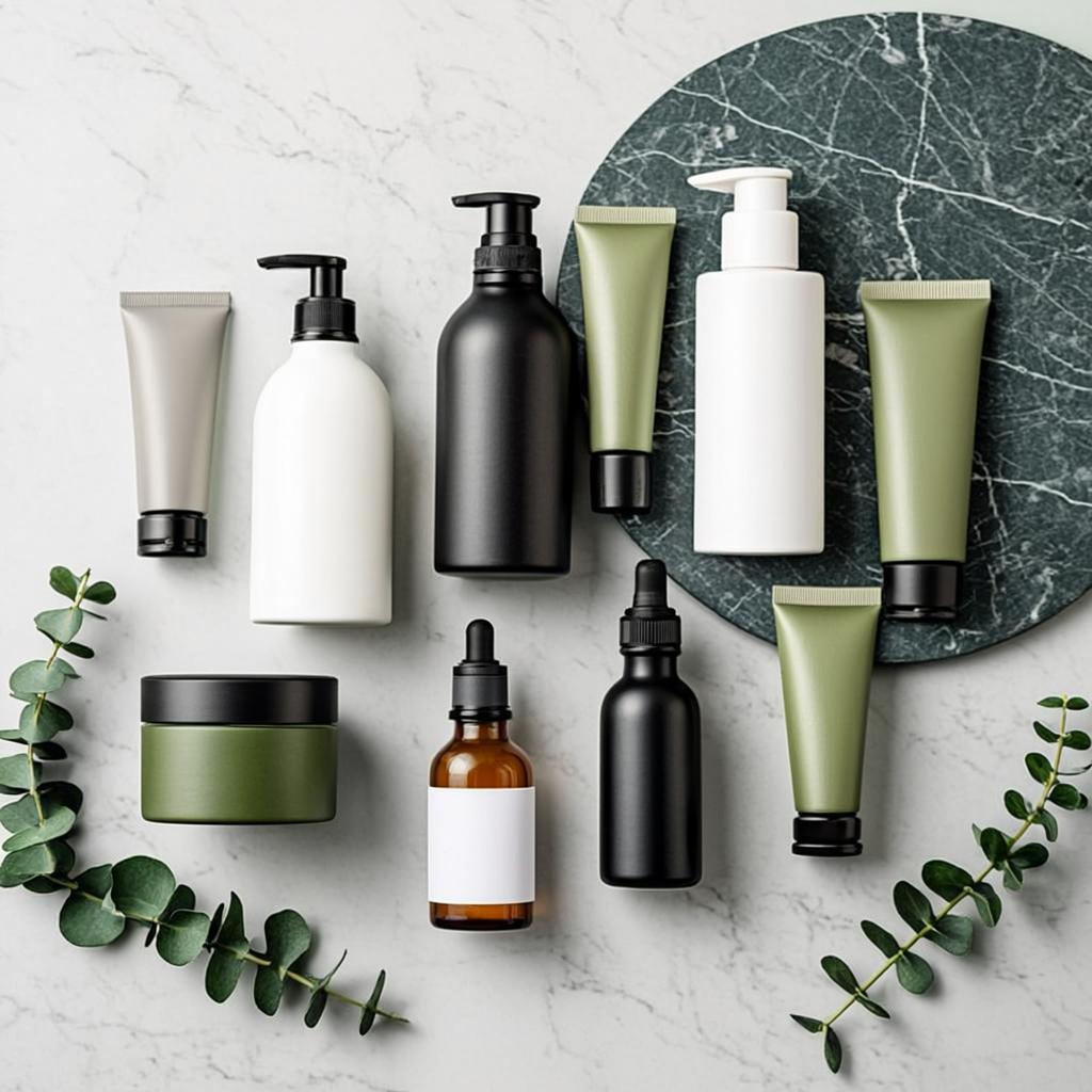 Premium skincare products arranged on a clean surface